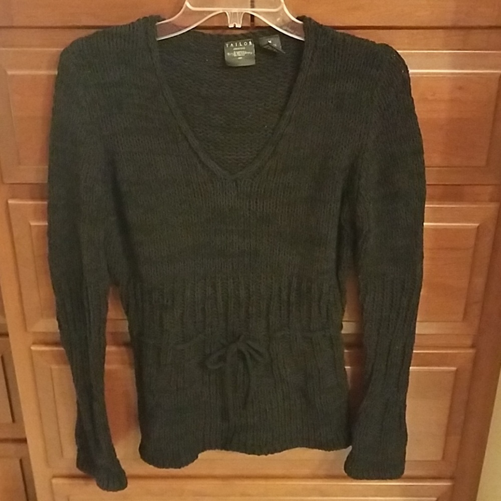 Crocheted sweater with bell sleeves